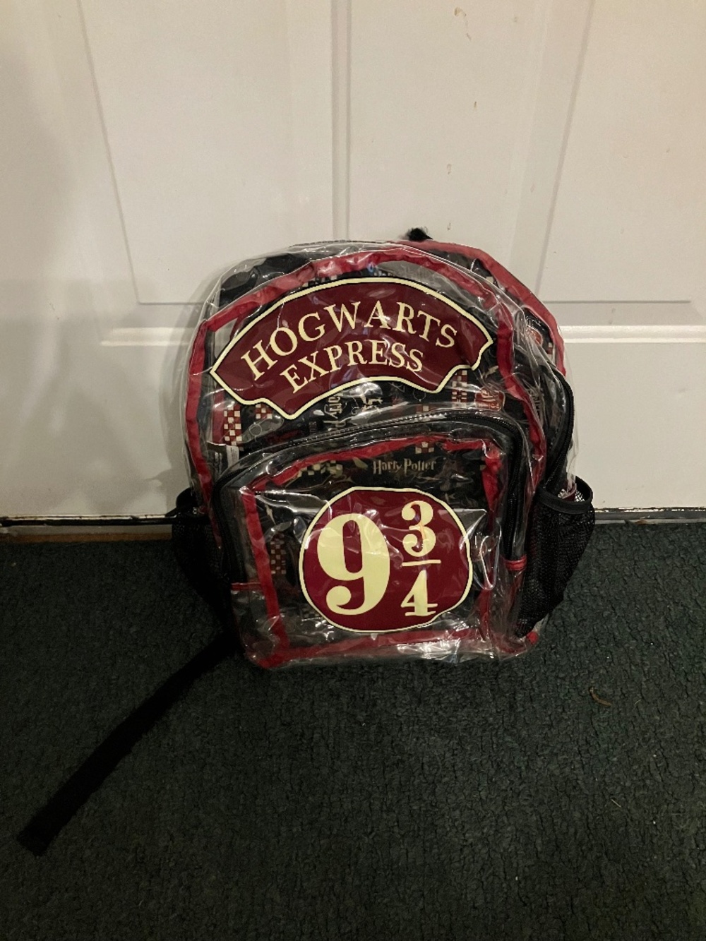 Harry Potter Bioworld Hogwarts Express 9 3/4 Clear Plastic Backpack